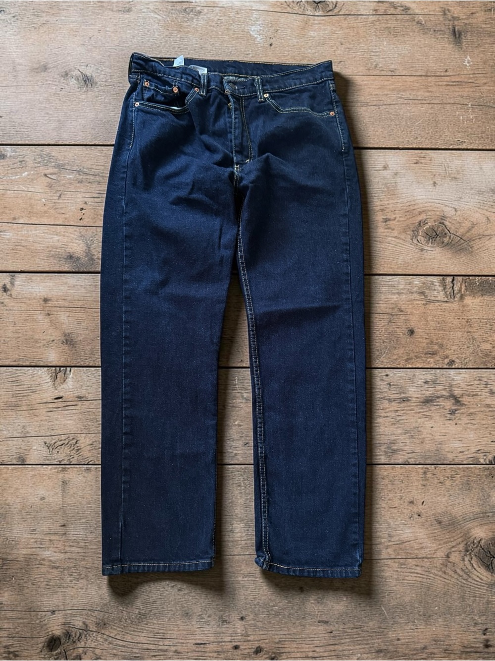 Levi’s 505 Mens Jeans 34x30 Regular Fit Straight Leg Dark Wash Blue Denim